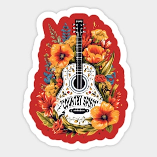 Country Music Spirit - Floral Guitar Sticker